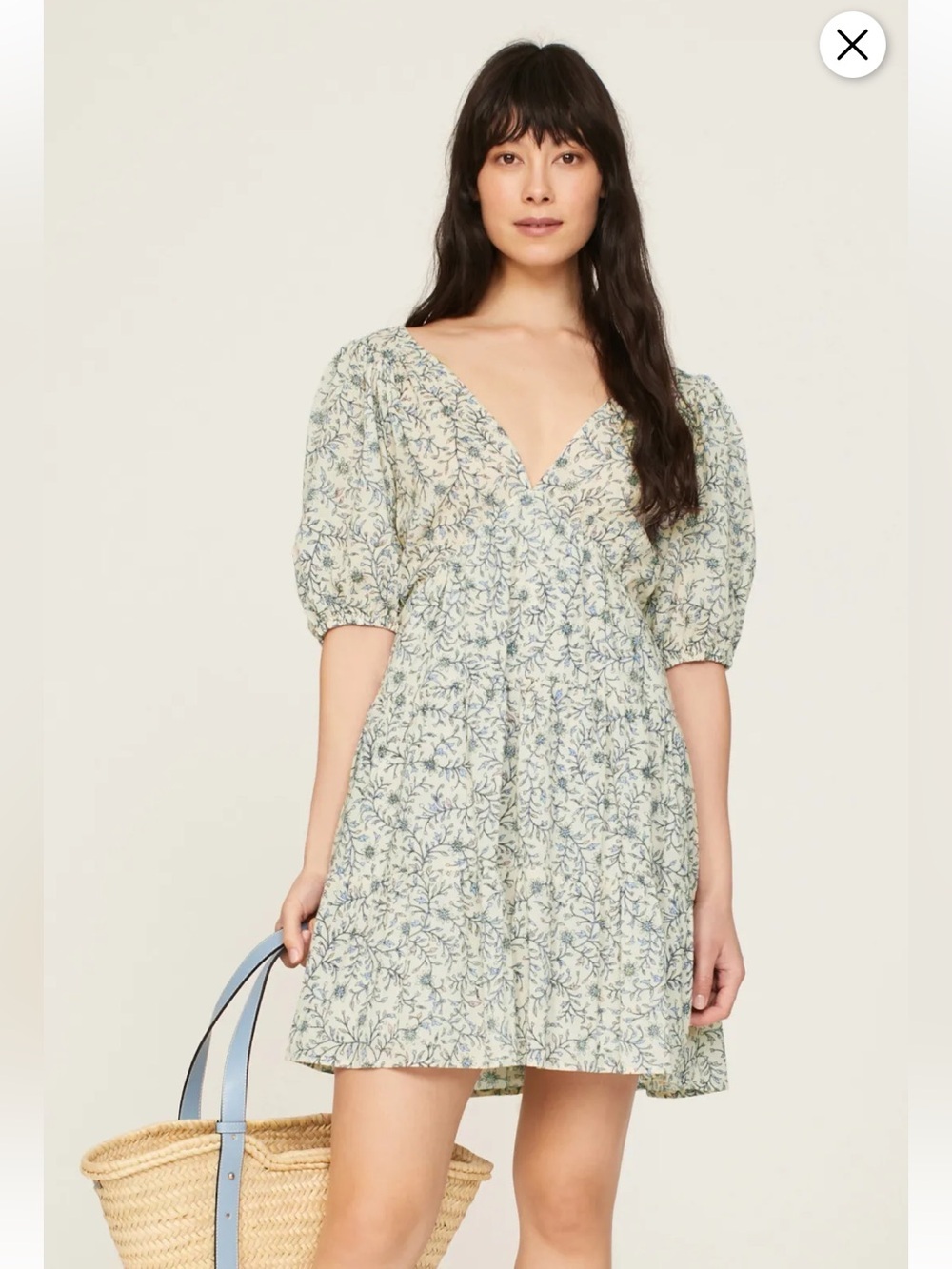 XiRENA Nissa Mini Dress in White Blossom Size Small Ditsy Floral A-Line Boho